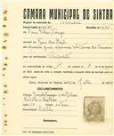 Registo de matricula de velocipedista em nome de Maria Dolores Noriega, moradora na Praia das Maçãs, com o nº de inscrição 2628.