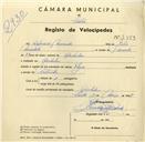 Registo de velocípede de marca Flyer, com o nº 3559, em nome de Cipriano Miranda, morador em Ranholas.