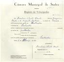 Registo de velocípede com o nº 8666, em nome de Amílcar Paulo, morador em Fontanelas.