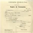 Registo de velocípede de marca Flecha, com o nº 3494, em nome de Helena Marques, moradora em Vale de Lobos.