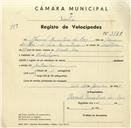 Registo de velocípede com o nº 3371, em nome de Manuel Quintino dos Reis, morador em Pexilgais.