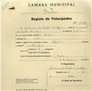 Registo de velocípede de marca Aprilia, com o nº 1068, em nome de António da Costa Onofre, morador em Belas.