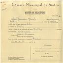 Registo de velocípede de marca Bartho, com o nº 6047, em nome de José Francisco Paulo, morador em Linhó.
