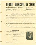 Registo de matricula de cocheiro profissional em nome de Casimiro Pedro Esteves, morador em Sintra, com o nº de inscrição 601.
