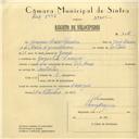 Registo de velocípede com o nº 6016, em nome de Joaquim Soares Ferreira, morador em Gargantada, Carenque.