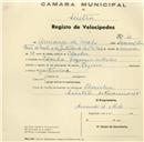 Registo de velocípede de marca Elgin, com o nº 41, em nome de Armando de Melo, morador em Idanha.
