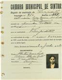 Registo de matricula de velocipedista em nome de Américo Rosa Correia dos Santos, morador na Terrugem, com o nº de inscrição 980.