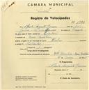 Registo de velocípede de marca Helios, com o nº 1370, em nome de Alfredo Augusto Gomes, morador em Mem Martins.