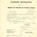 Registo de um veiculo de duas rodas tirado por um animal de espécie cavalar destinado a transporte de mercadorias em nome de Julião Vieira, morador no Carrascal.