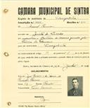 Registo de matricula de velocipedista em nome de Manuel Carreira, morador na Quinta da Piedade, com o nº de inscrição 2022.