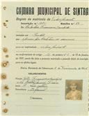 Registo de matricula de velocipedista em nome de Libertário Francisco Cândido, morador em Pendão, com o nº de inscrição 1095.