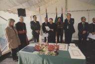 Edite Estrela, Presidente da Câmara Municipal de Sintra, com Dom José da Cruz Policarpo na benção da 1ª pedra da Universidade Católica junto ao Tagus Park.