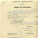 Registo de velocípede de marca Condor, com o nº 2206, em nome de Jorge Luís Valença e Silva, morador em Queluz.