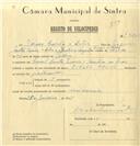 Registo de velocípede de marca Cicles Helios, com o nº 7500, em nome de Vasco Correia e Silva, morador em Casal de Santa Maria, Azenhas do Mar.