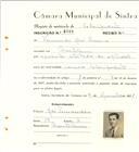 Registo de matricula de velocipedista em nome de Fernando José Franco, morador em Montelavar, com o nº de inscrição 6508.