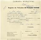 Registo de velocípede com o nº 3663, em nome de Júlio Morais, morador em Quinta da Piedade.