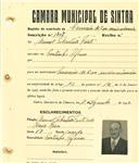 Registo de matricula de carroceiro 2 ou mais animais em nome de Manuel Sebastião Farto, morador no Coutinho Afonso, com o nº de inscrição 1707.