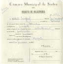 Registo de velocípede de marca Cycles Pombal, com o nº 5084, em nome de Norberto Miguel, morador em Magoito.