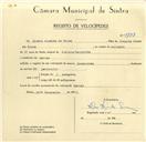 Registo de velocípede de marca Invencível, com o nº 9733, em nome de Álvaro Almeida de Sousa, morador em Mercês.
