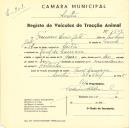 Registo de um veiculo de duas rodas tirado por dois animais de espécie bovina destinado a transporte de mercadorias em nome de Francisco Luís Gato, morador em Casal de Camara.