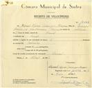 Registo de velocípede com o nº 10062, em nome de Manuel Afonso Domingos Marques, morador em Lourel.