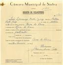 Registo de velocípede com o nº 7720, em nome de João Lourenço Pontes Jorge, morador em Covas de Ferro.