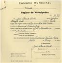 Registo de velocípede de marca Aprilia, com o nº 1279, em nome de José Pedro da Costa, morador em Massamá.