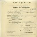 Registo de velocípede de marca Nacional, com o nº 2812, em nome de José  Duarte Franco, morador em Catribana.