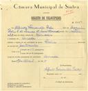Registo de velocípede de marca Helios, com o nº 7054, em nome de Alfredo Fernandes Pedro, morador em Serradas.