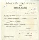 Registo de velocípede de marca Nacional, com o nº 5681, em nome de Sabino João Domingues, morador em Fontanelas.