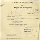Registo de velocípede de marca R.P., com o nº 2499, em nome de Joaquim Valeriano de Carvalho, morador em Almornos.