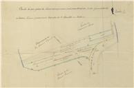 Planta de duas faixas de terreno nas imediações da Capela de São Sebastião, em Colares, expropriados para a construção da linha de caminho de Ferro entre Sintra e praia das Maças.