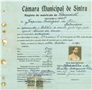 Registo de matricula de velocipedista em nome de Joaquim Rodrigues da Silva, morador em Galamares, com o nº de inscrição 445.