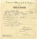 Registo de velocípede de marca Pombal, com o nº 7824, em nome de João Custódio Franco, morador em Gouveia.