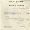 Registo de velocípede de marca Flecha, com o nº 4299, em nome de Manuel dos Reis Mendes, morador em S. Pedro de Sintra.