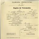 Registo de velocípede de marca Elgin, com o nº 1119, em nome de João Alexandre, morador em Baratã.
