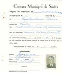 Registo de matricula de carroceiro em nome de José Godinho, morador em Sintra, com o nº de inscrição 2157.