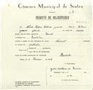 Registo de velocípede de marca Nacional, com o nº 8559, em nome de Nuno Lopes Antunes G., morador em Ranholas.