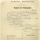Registo de velocípede de marca Starley, com o nº 787, em nome de António Casinhas Macedo, morador em Sacario.