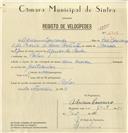 Registo de velocípede com o nº 6908, em nome de Adriano Lourenço, morador em Belas.
