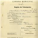Registo de velocípede com o nº 2174, em nome de Maria do Rosário Sanchez Martini, moradora em Colares.
