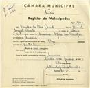 Registo de velocípede de marca Olga, com o nº 3400, em nome de Emídio da Silva Duarte, morador em Amoreira.