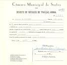 Registo de um veiculo de duas rodas tirado por dois animais de espécie bovina destinado a transporte de mercadorias em nome de Juliana da Conceição, moradora no Casal do Outeiro.