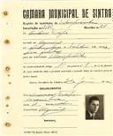 Registo de matricula de velocipedista em nome de António Filipe, morador no Algueirão, com o nº de inscrição 2133.