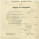Registo de velocípede com o nº 2531, em nome de Joaquim Jacinto, morador em Godigana.