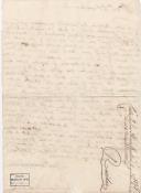 Carta de Maria Querubina, da Quinta do Pinheiro dirigida ao Marquês de Marialva relativa a uma dívida.