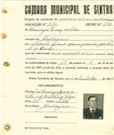Registo de matricula de carroceiro de 2 ou mais animais em nome de Domingos Dinis da Silva, morador em Almoçageme, com o nº de inscrição 1871.