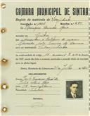 Registo de matricula de velocipedista em nome de Henrique Duarte Raio, morador em Sintra, com o nº de inscrição 1001.
