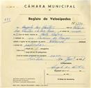Registo de velocípede de marca Nacional, com o nº 3350, em nome de Ângelo dos Santos, morador em Cacém de Baixo.