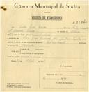 Registo de velocípede de marca Famel, com o nº 7877, em nome de Vítor José Névoa, morador em Rua José Antunes dos Santos, Sintra.